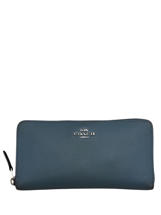Coach Handbags - COACH - BLUE PEBBLED LEATHER LONG ZIP WALLET
